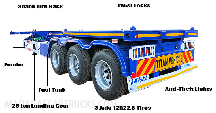 40 Ft 3 Axle Container Chassis Trailer for Sale in Madagascar