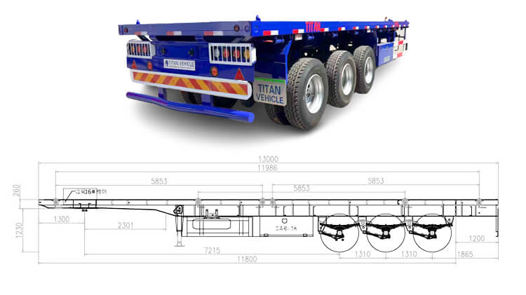 3 Axle 40ft Flatbed Trailer for Sale in Madagascar