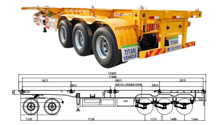 3 Axle 40ft Skeletal Container Trailer for Sale in Madagascar