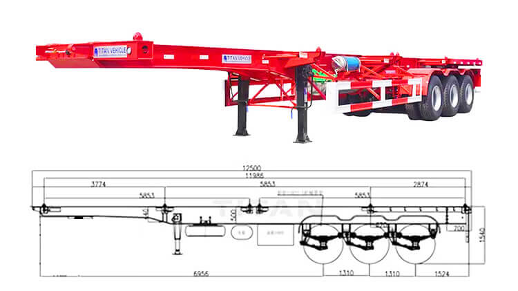 40ft 3 Axle Semi Trailer | Skeleton Trailer | Container Trailer for Sale in Madagascar