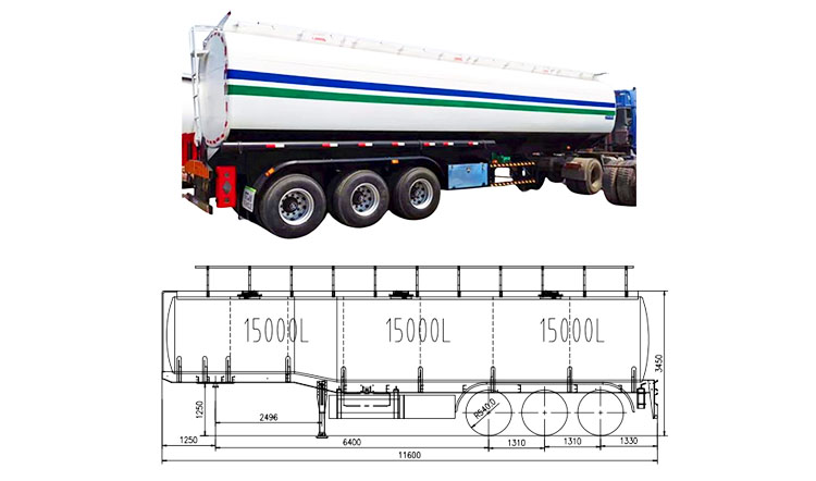 45000 Liters 3 Compartments Oil Tanker Semi Trailer for Sale in Madagascar